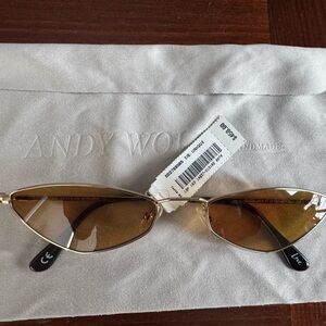 ANDY WOLF Sunglasses with Gold Frame and Brown Lenses